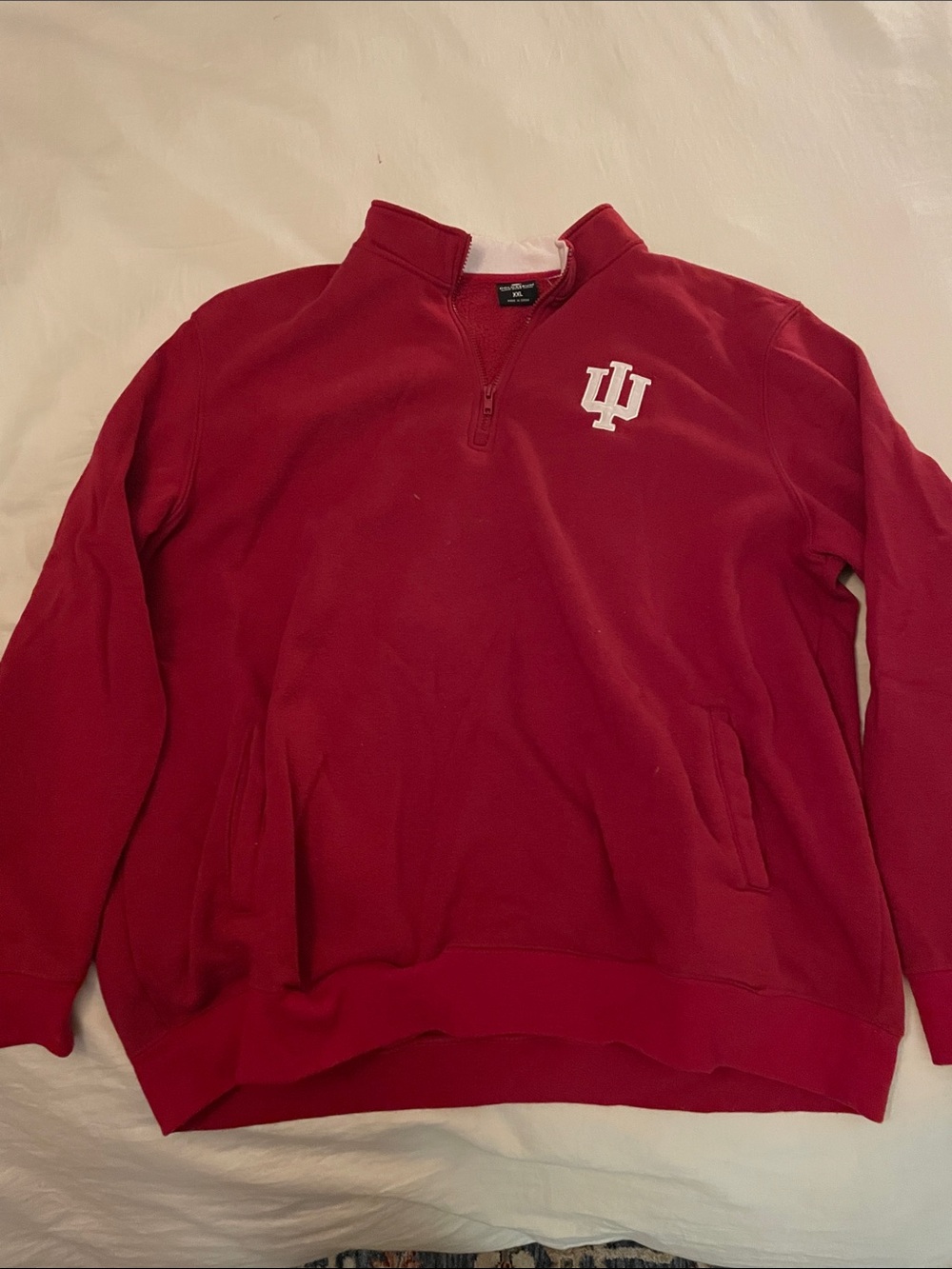 Colosseum Men's Red Quarter-Zip Sweater with White IU Logo